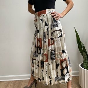 Vintage Geometric Rayon Skirt Size Large!